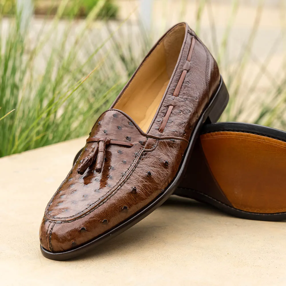 13-581-BRN FRANCO Ostrich Tassel Loafer, Brown