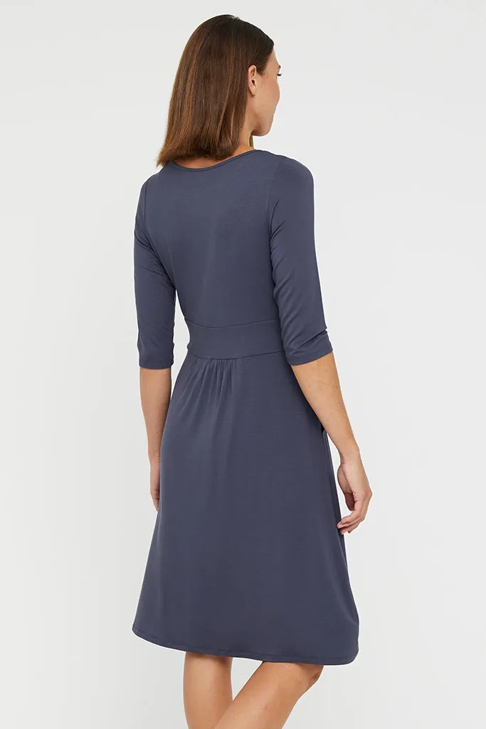 3/4 Sleeve Beth Dress - Storm