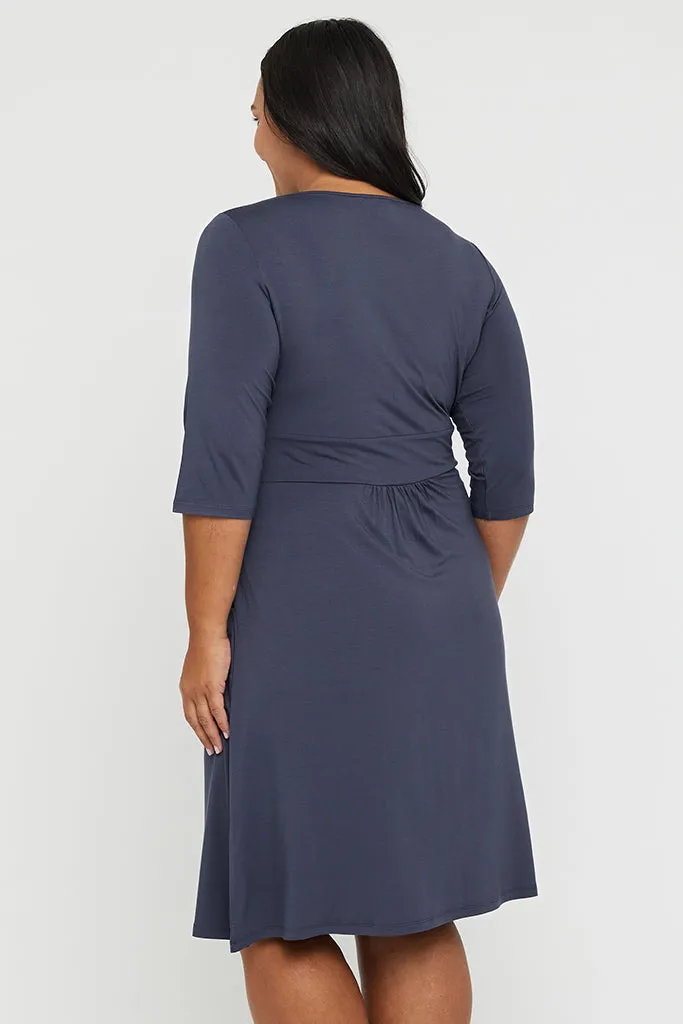 3/4 Sleeve Beth Dress - Storm