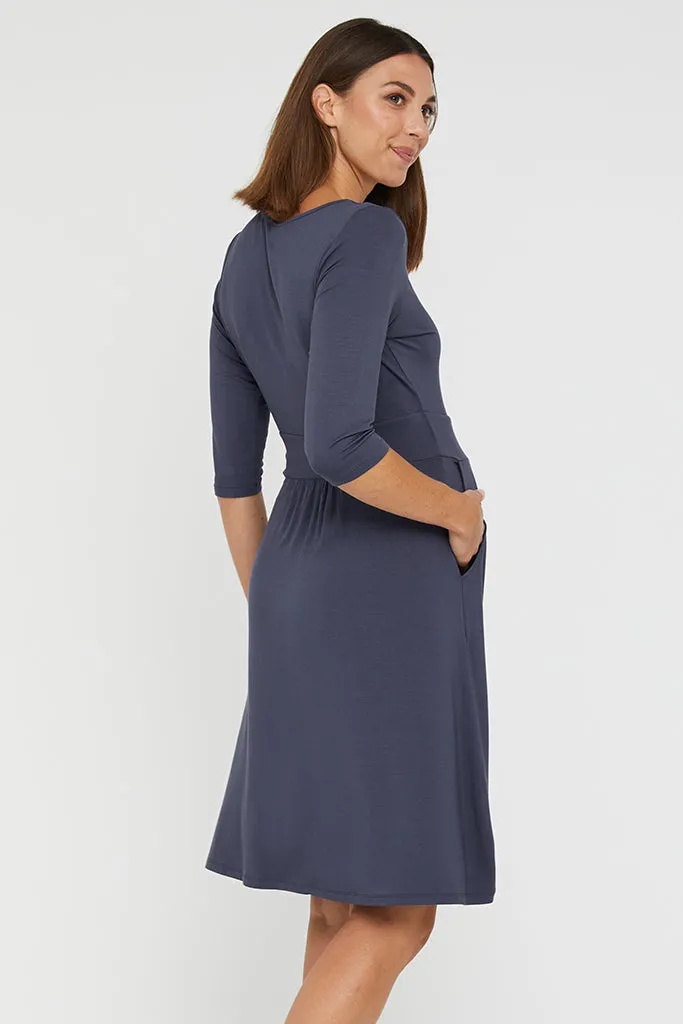 3/4 Sleeve Beth Dress - Storm