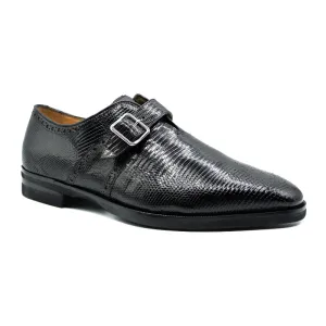 54-505-BLK ANTONIO Teju Lizard Monk Strap, Black