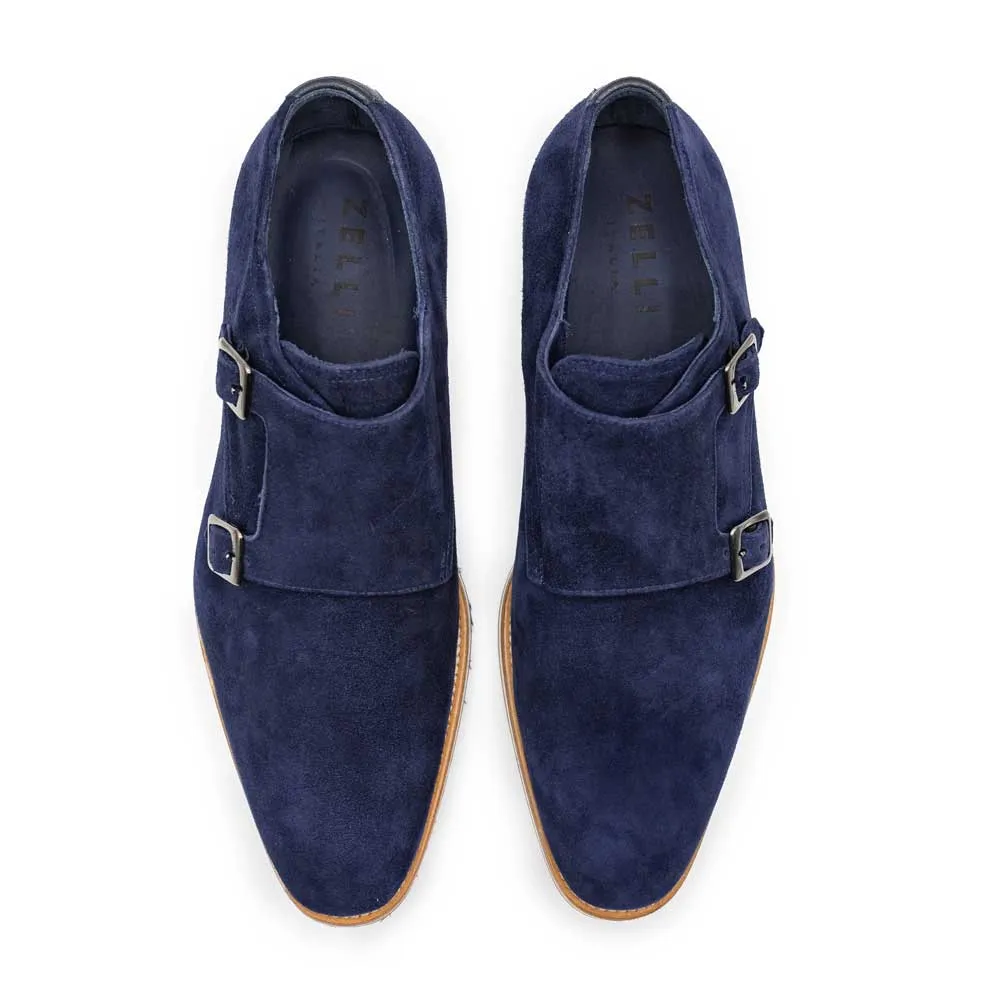 56-100-NVY LEGERRA Sueded Goatskin Monkstrap, Navy