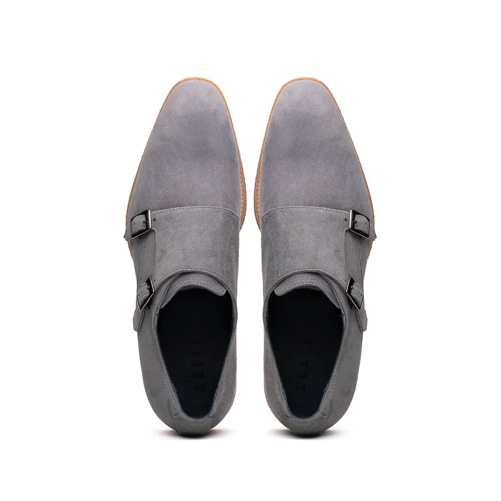 56-105-GRY LEGERRA Sueded Goatskin Monkstrap Grey