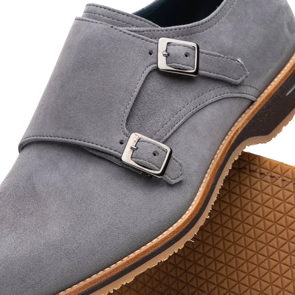 56-105-GRY LEGERRA Sueded Goatskin Monkstrap Grey