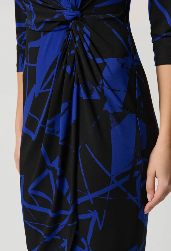 Abstract Print Belted Waist Dress