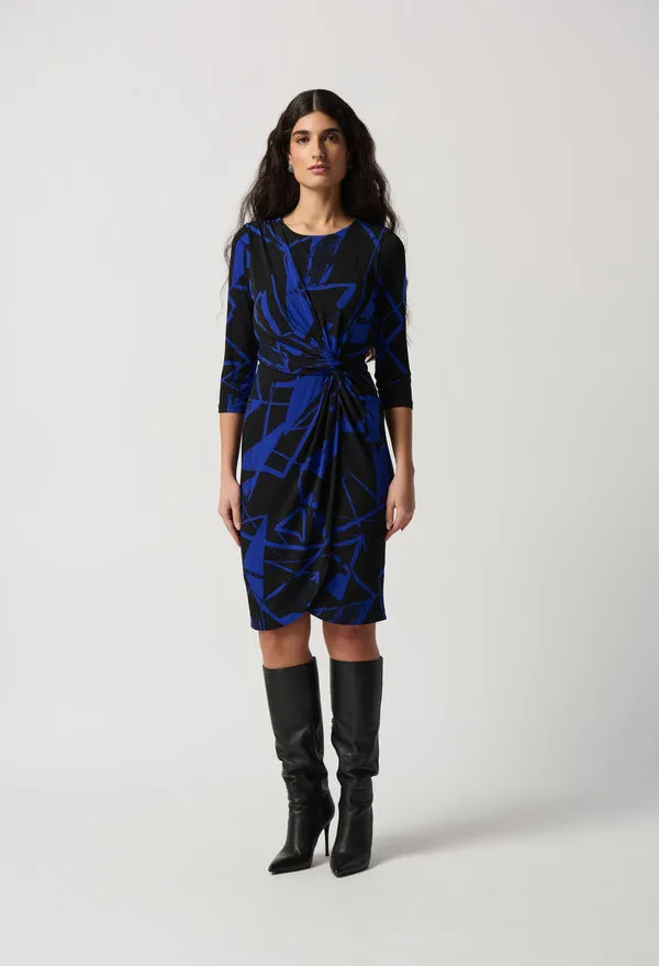 Abstract Print Belted Waist Dress