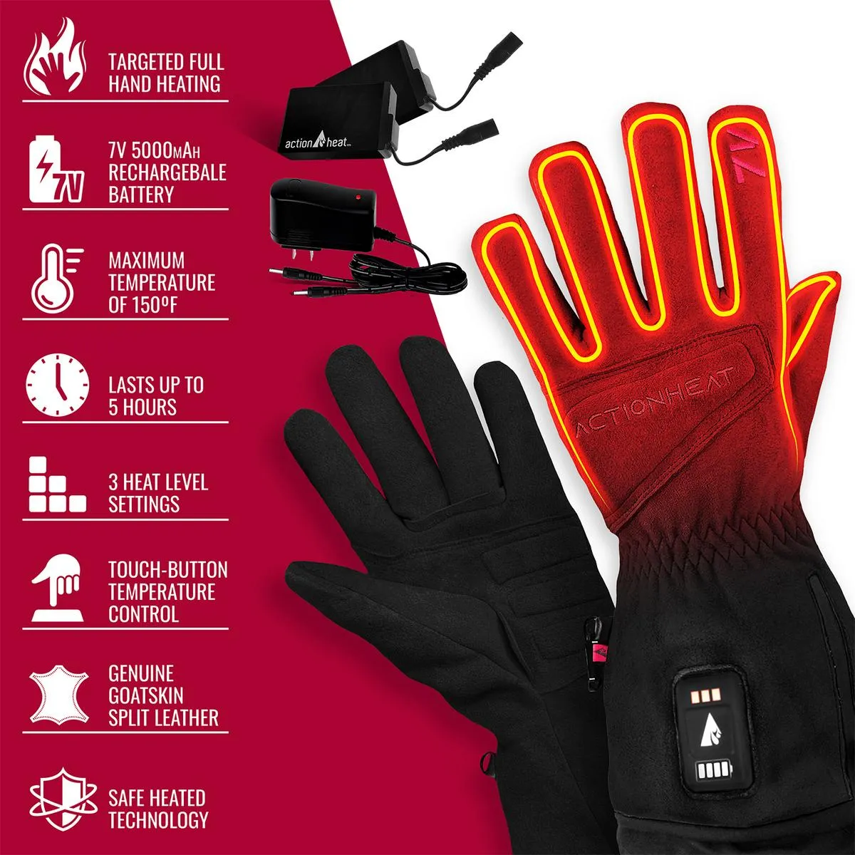 ActionHeat 7V Rugged Leather Heated Work Gloves