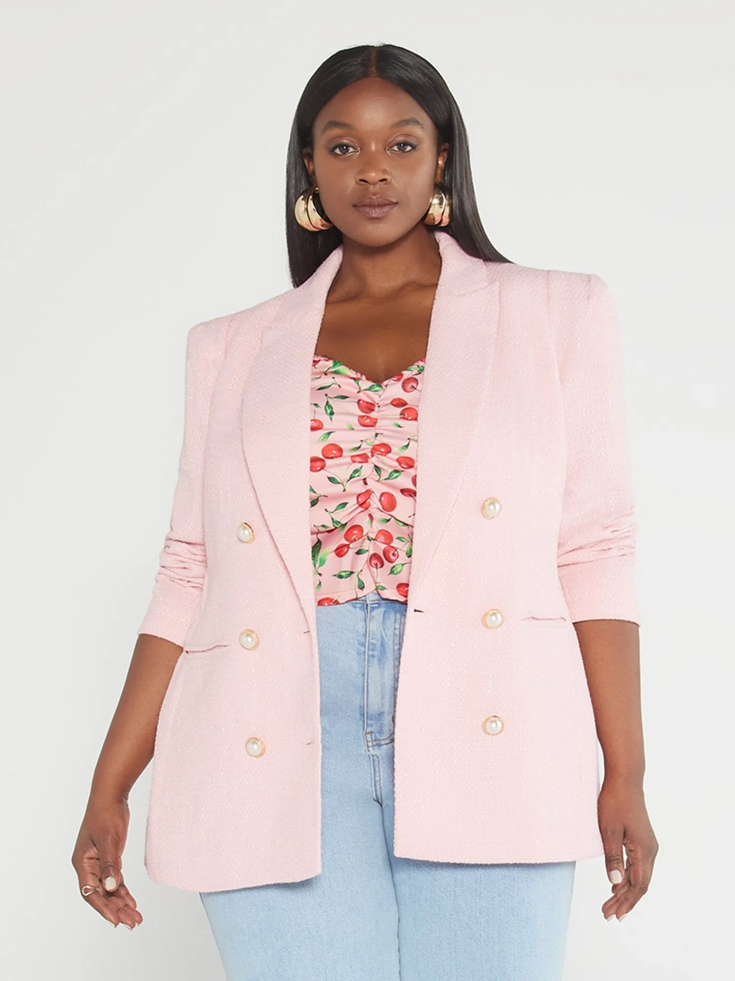 Amara Double Breasted Tweed Blazer