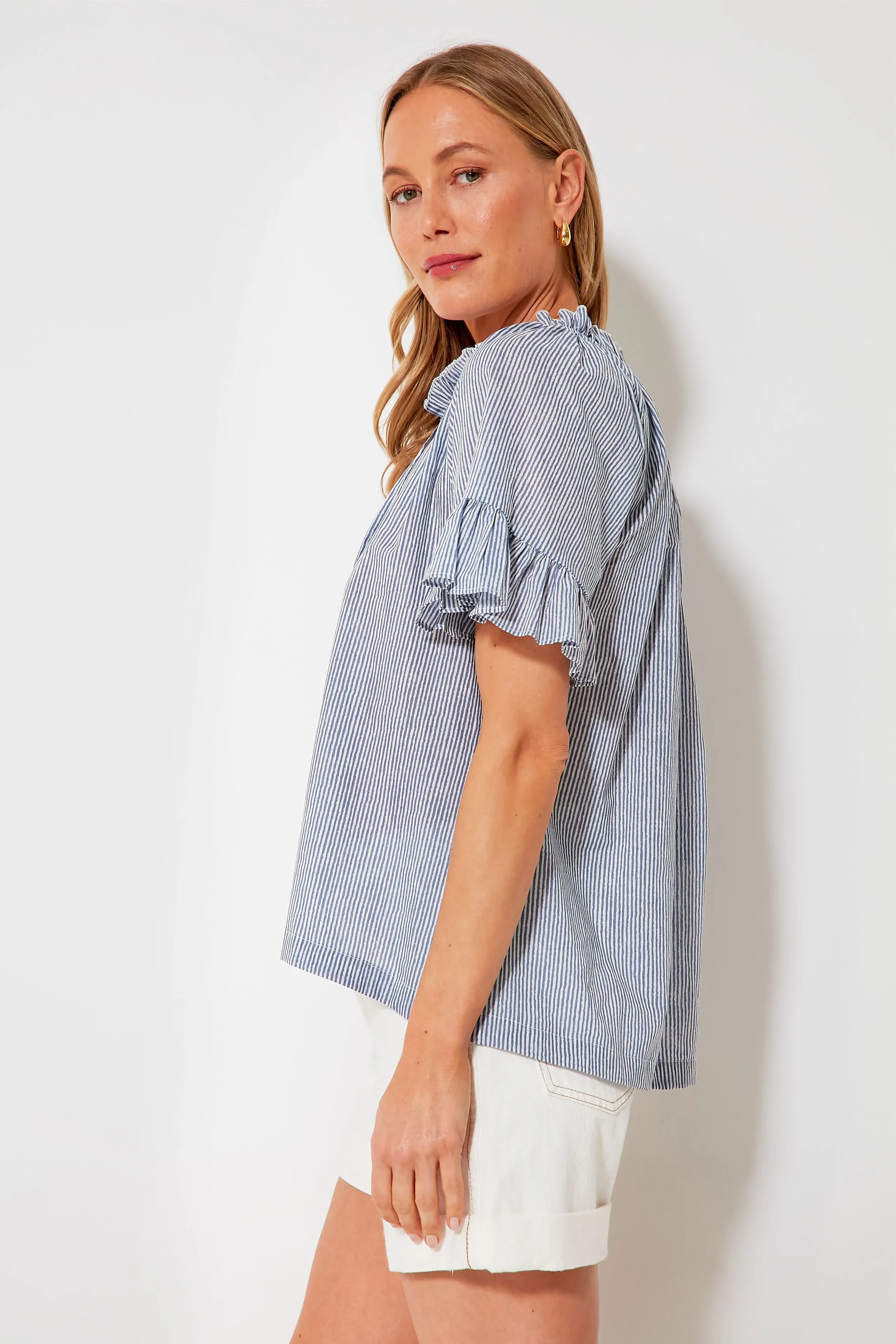 Azure Stripe Cassis Top