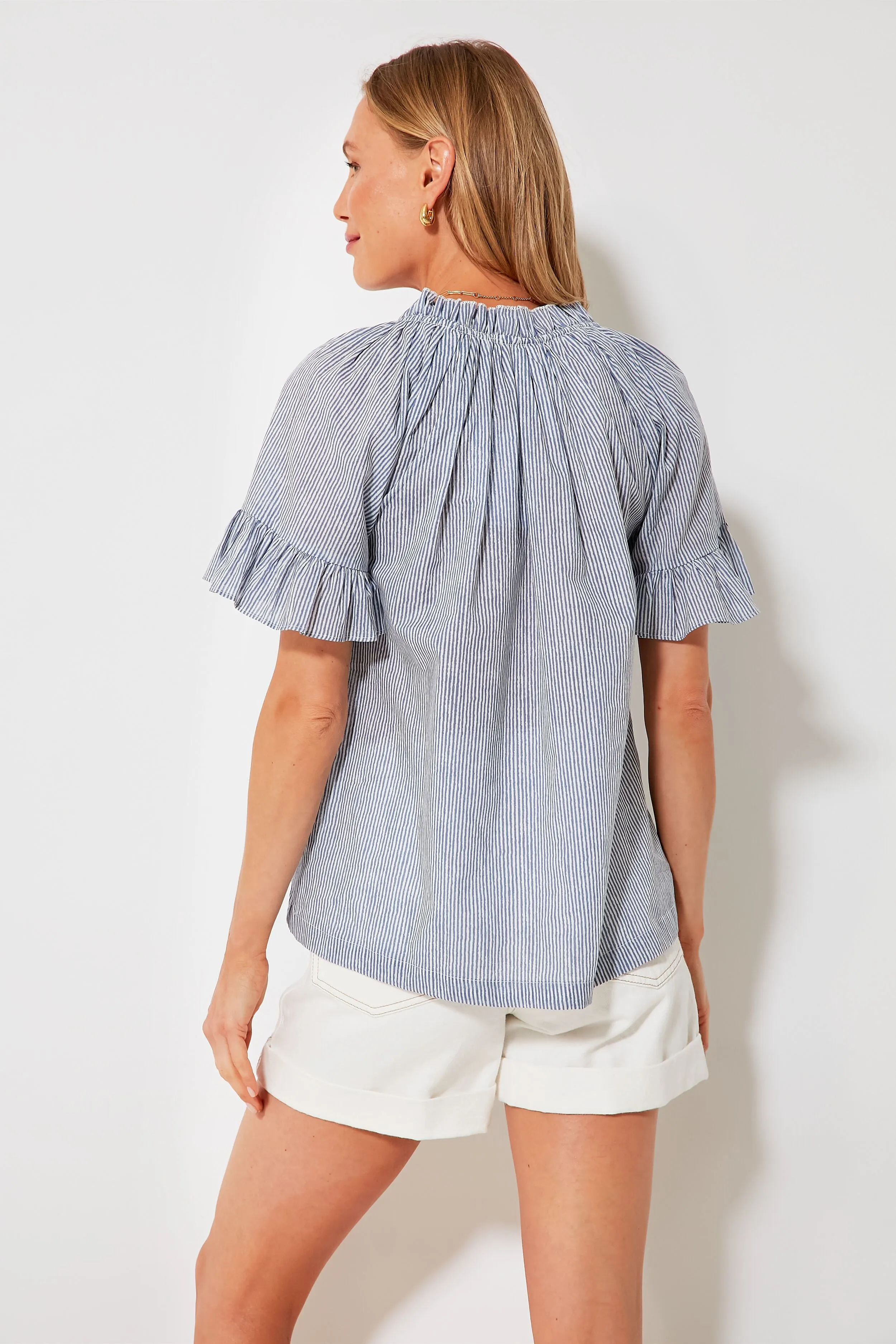 Azure Stripe Cassis Top