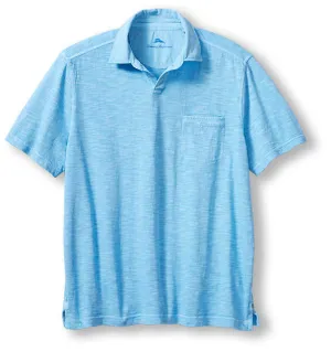 Beach Fade Johnny Collar Polo in Blue