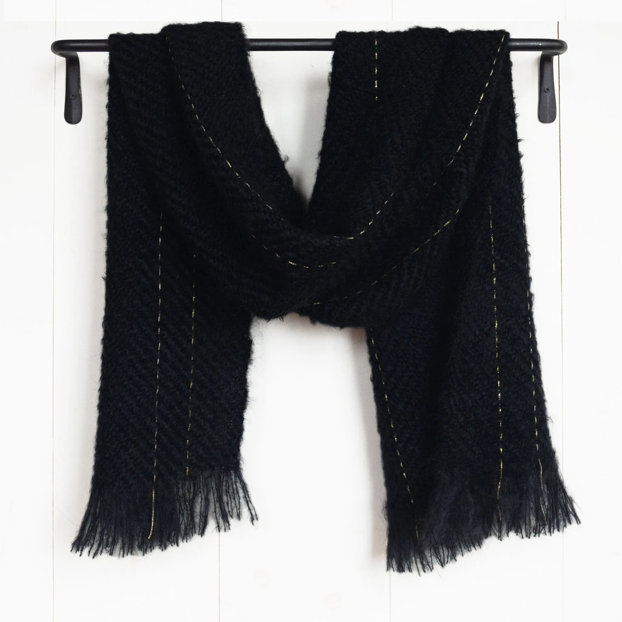 Black Handwoven Mohair Wrap