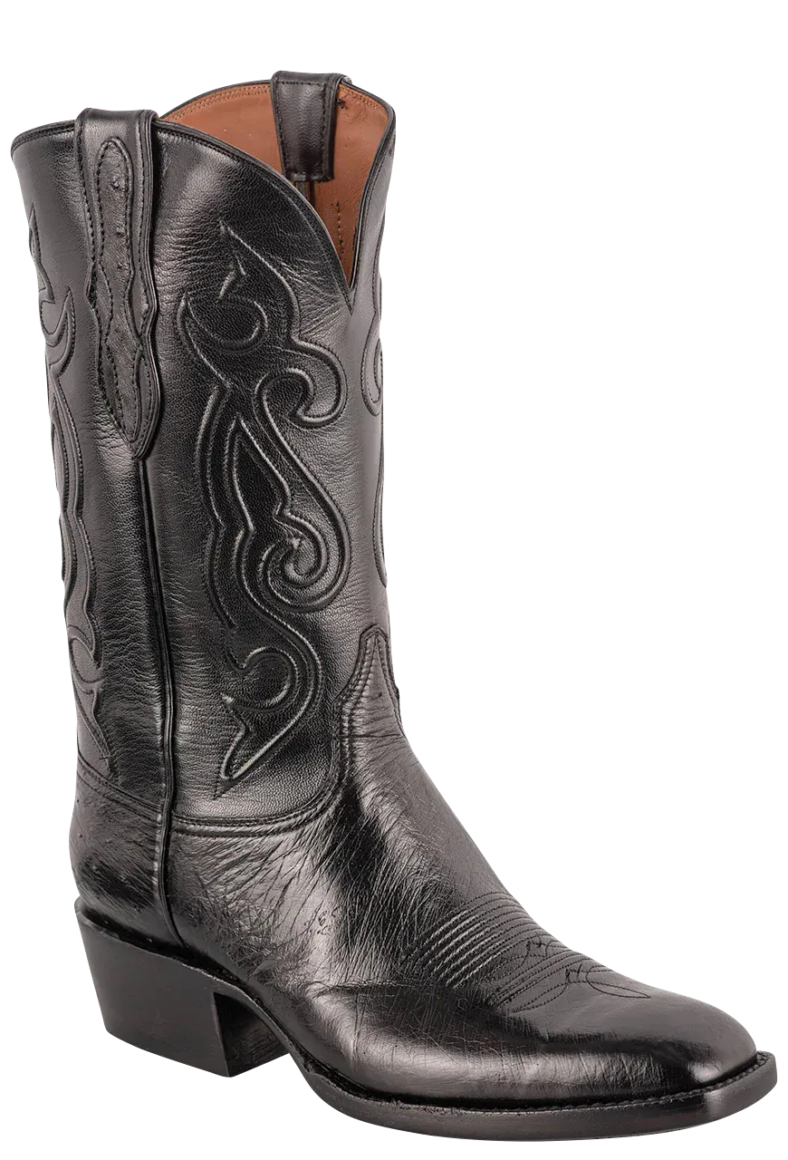 Black Jack Men's Exclusive Smooth Ostrich Cowboy Boots - Black