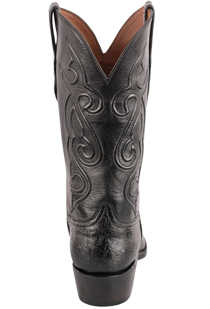 Black Jack Men's Exclusive Smooth Ostrich Cowboy Boots - Black