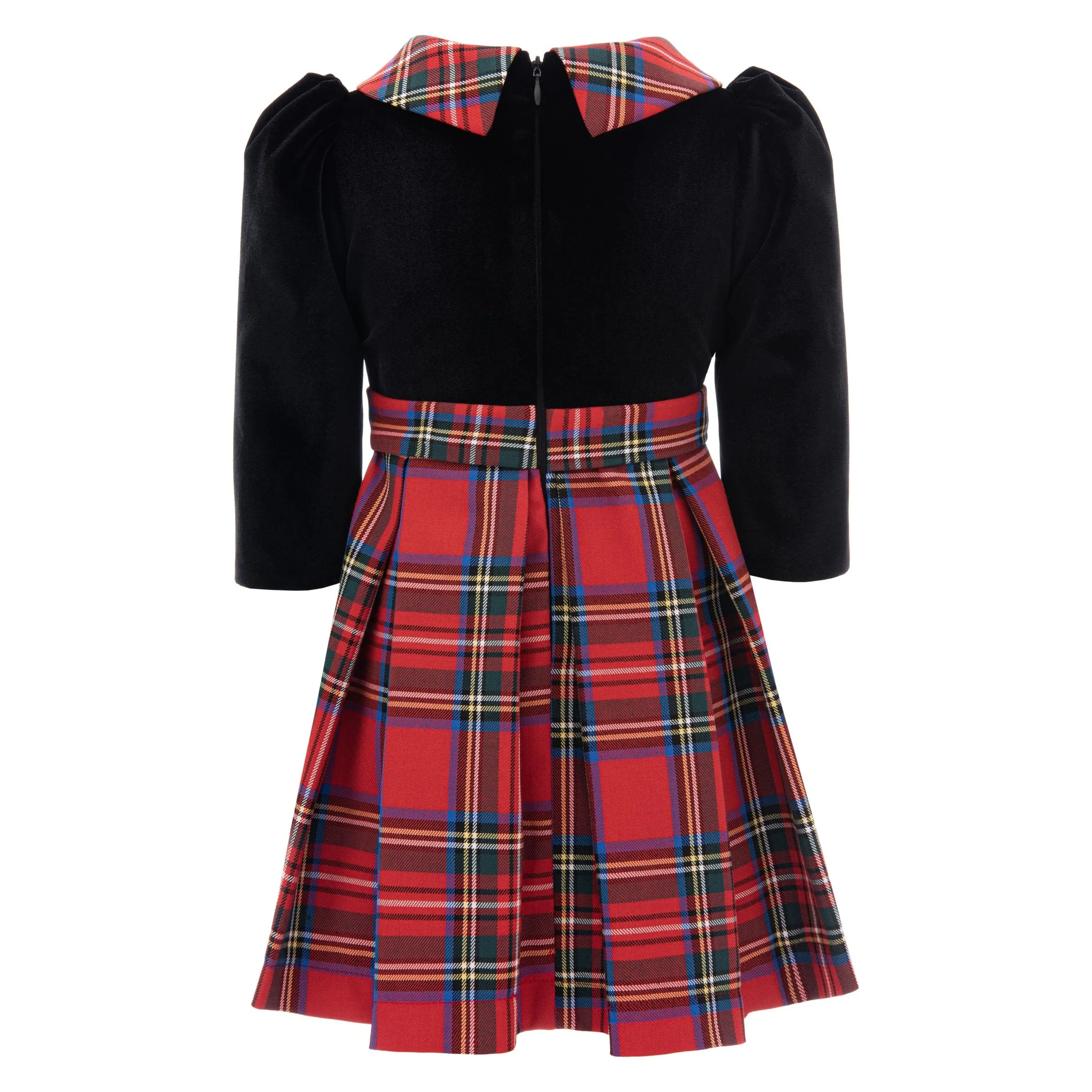 Black Plaid Collar Bow Dress