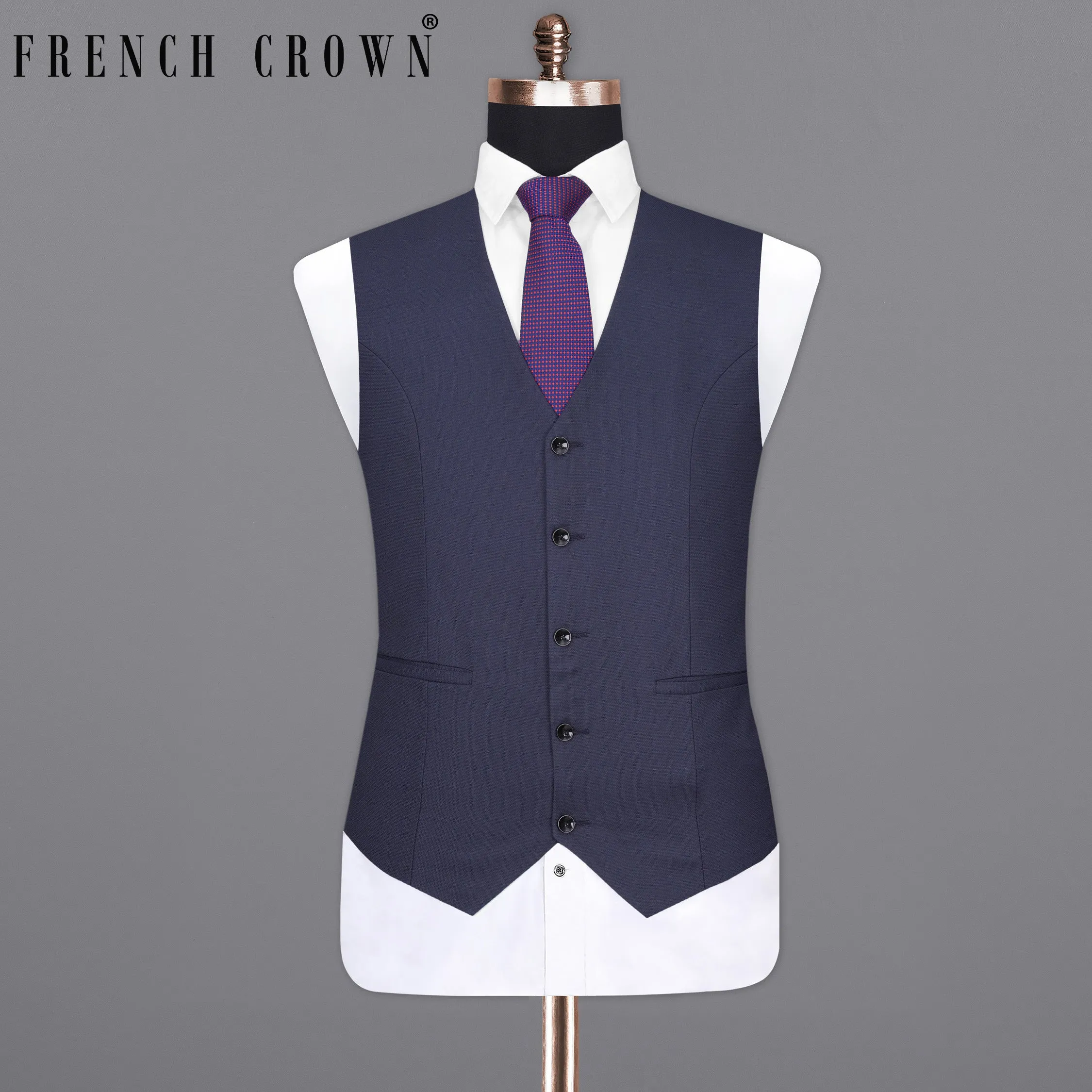 Bleached Cedar Navy Blue Waistcoat