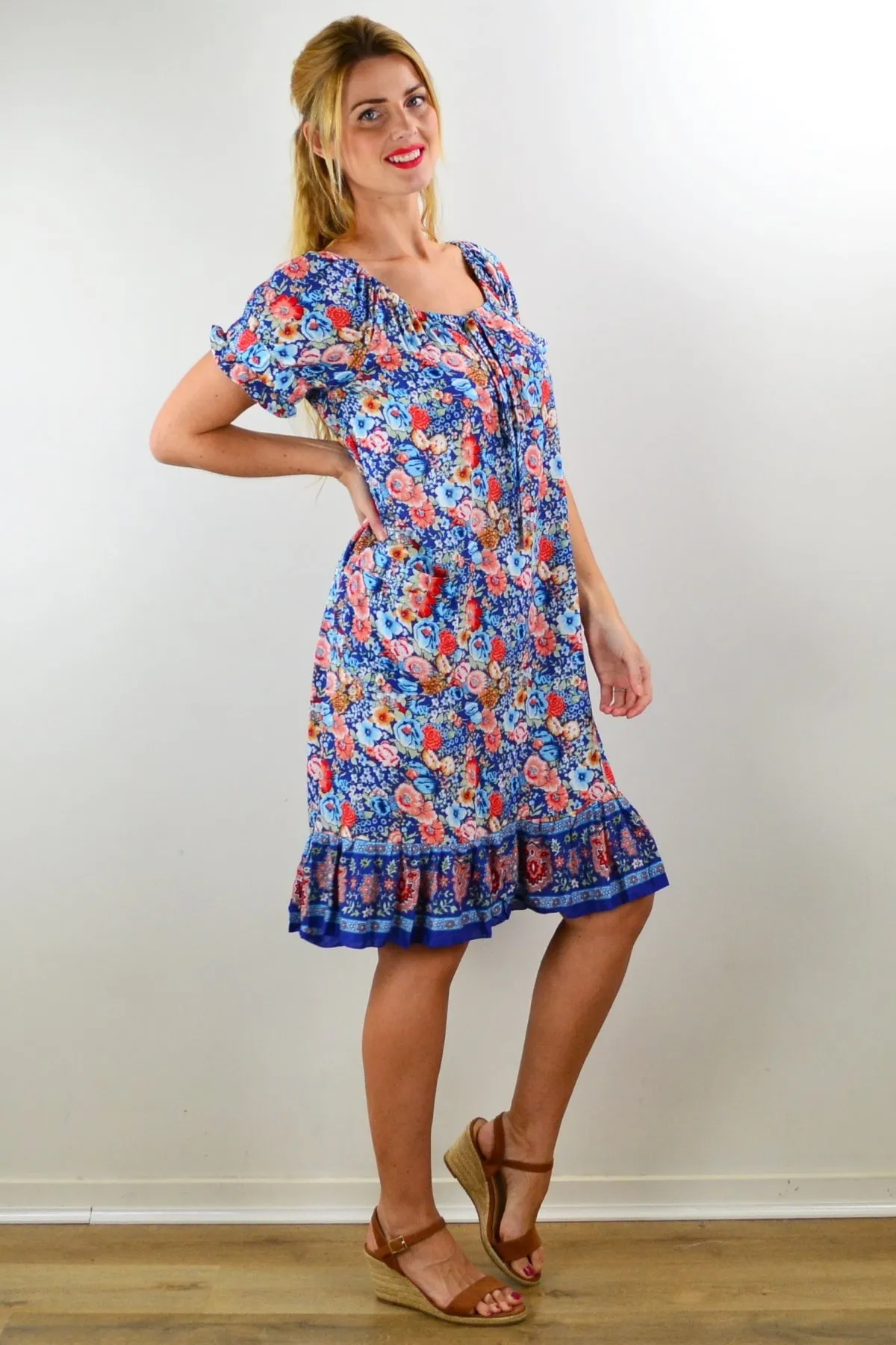 Blue Forest Boho Tunic Dress