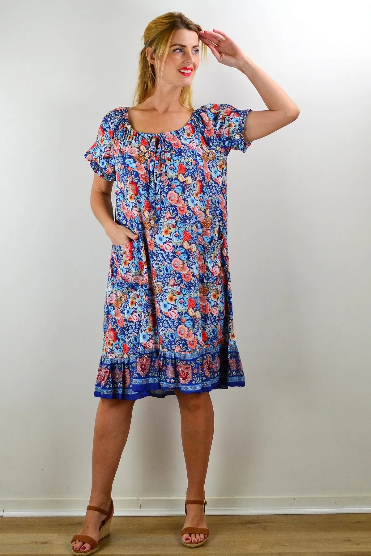 Blue Forest Boho Tunic Dress