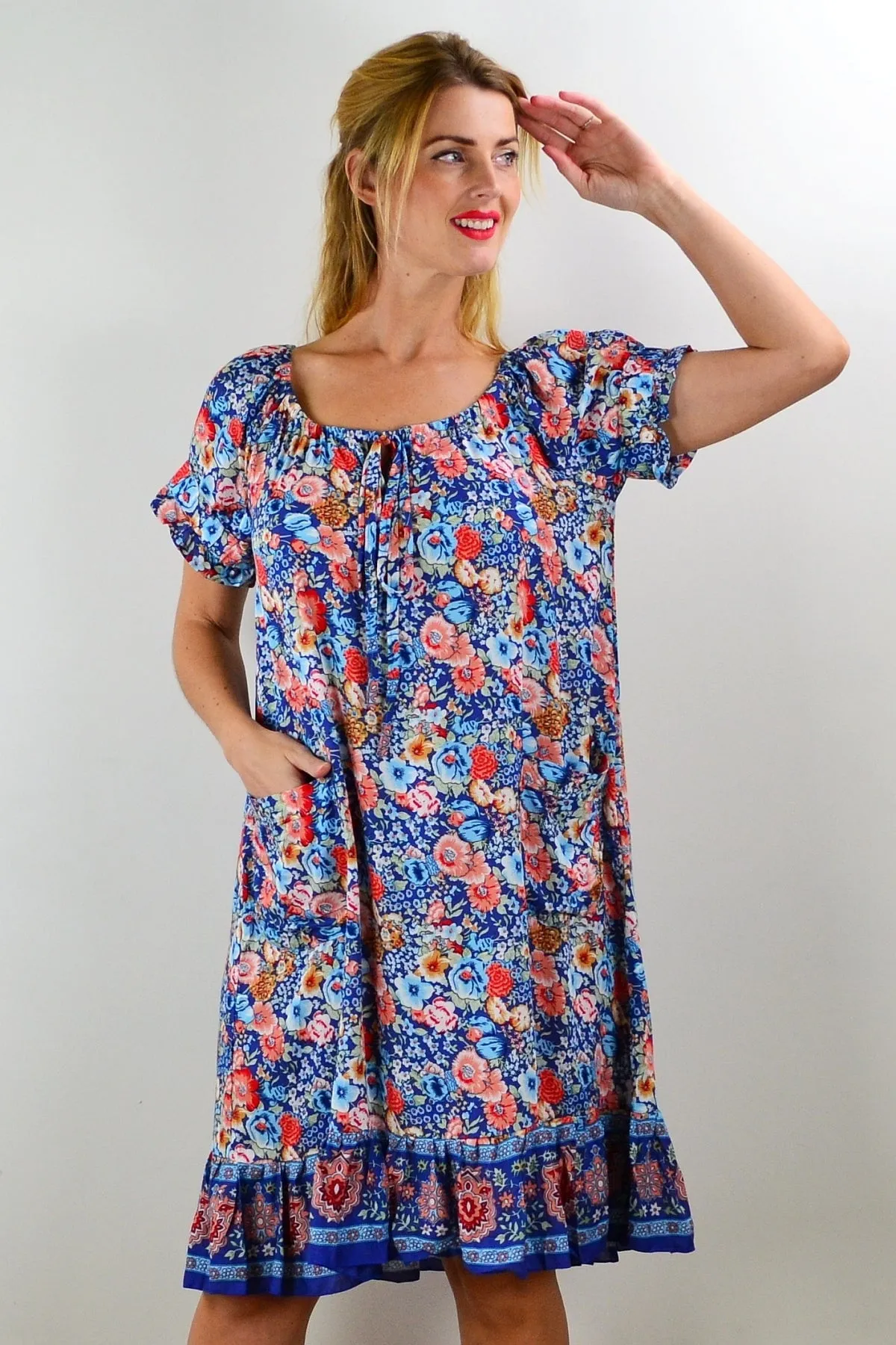 Blue Forest Boho Tunic Dress