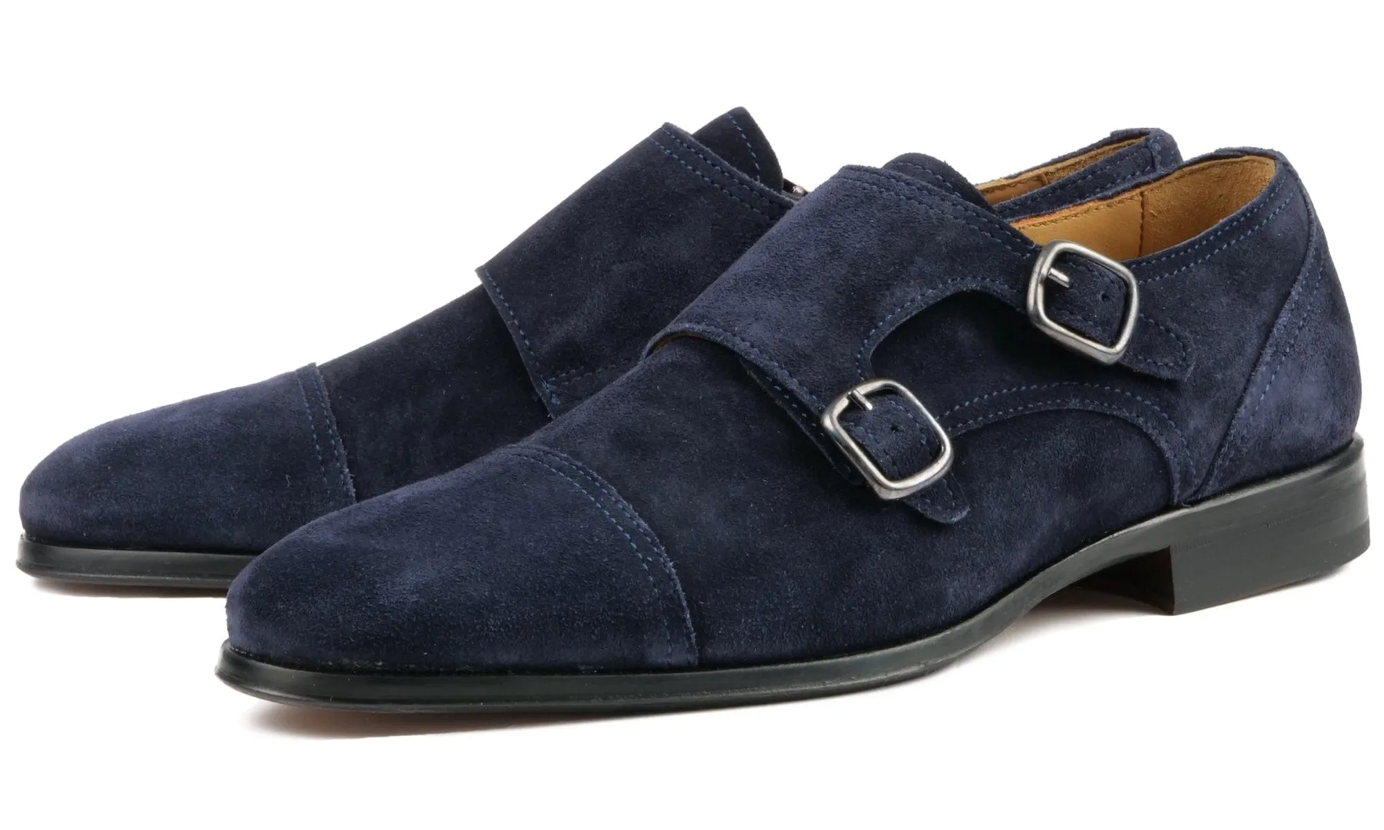 Bourne Monk Strap Navy Blue Suede