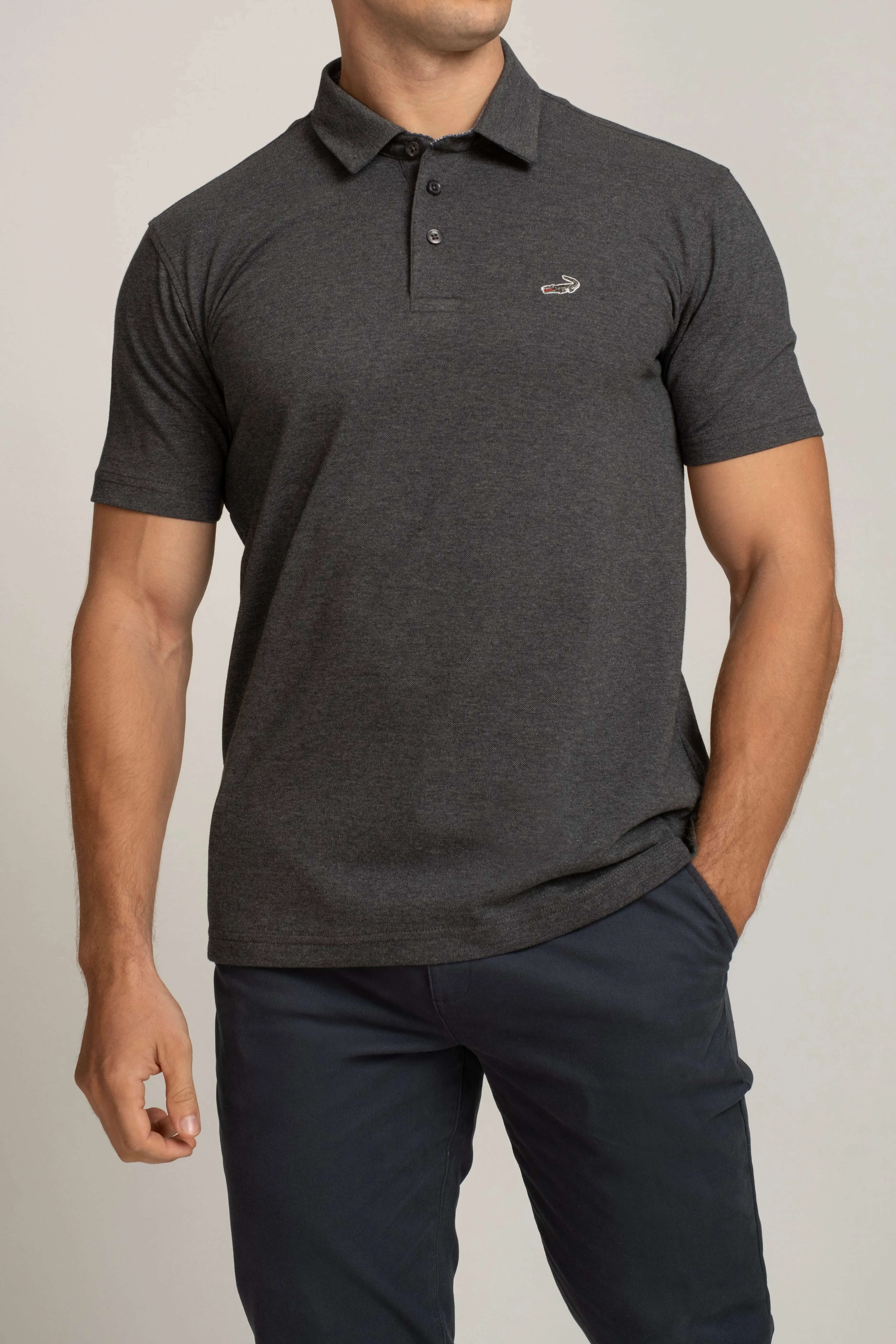 Crocodile Slim Fit Polo T Shirt Black Inck