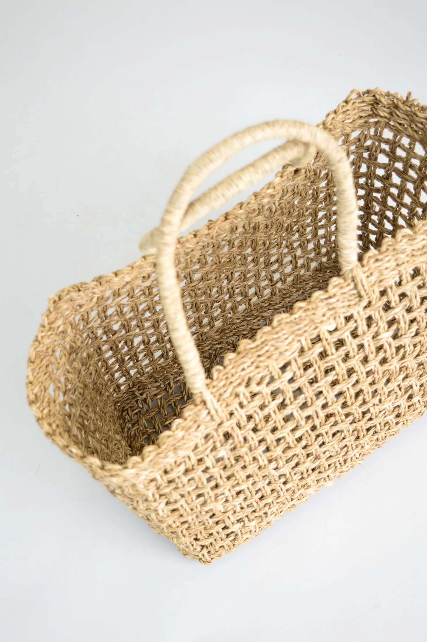 Cube Hand Woven Rattan Basket, Medium