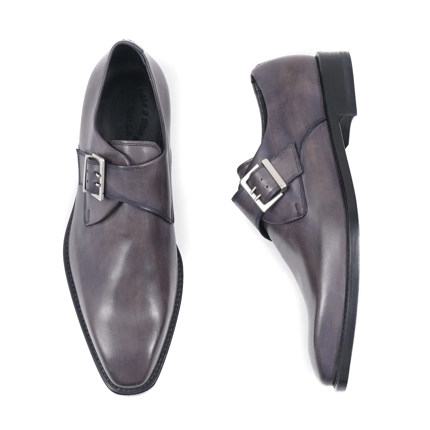 Di Mella Gray Monk Strap Shoes