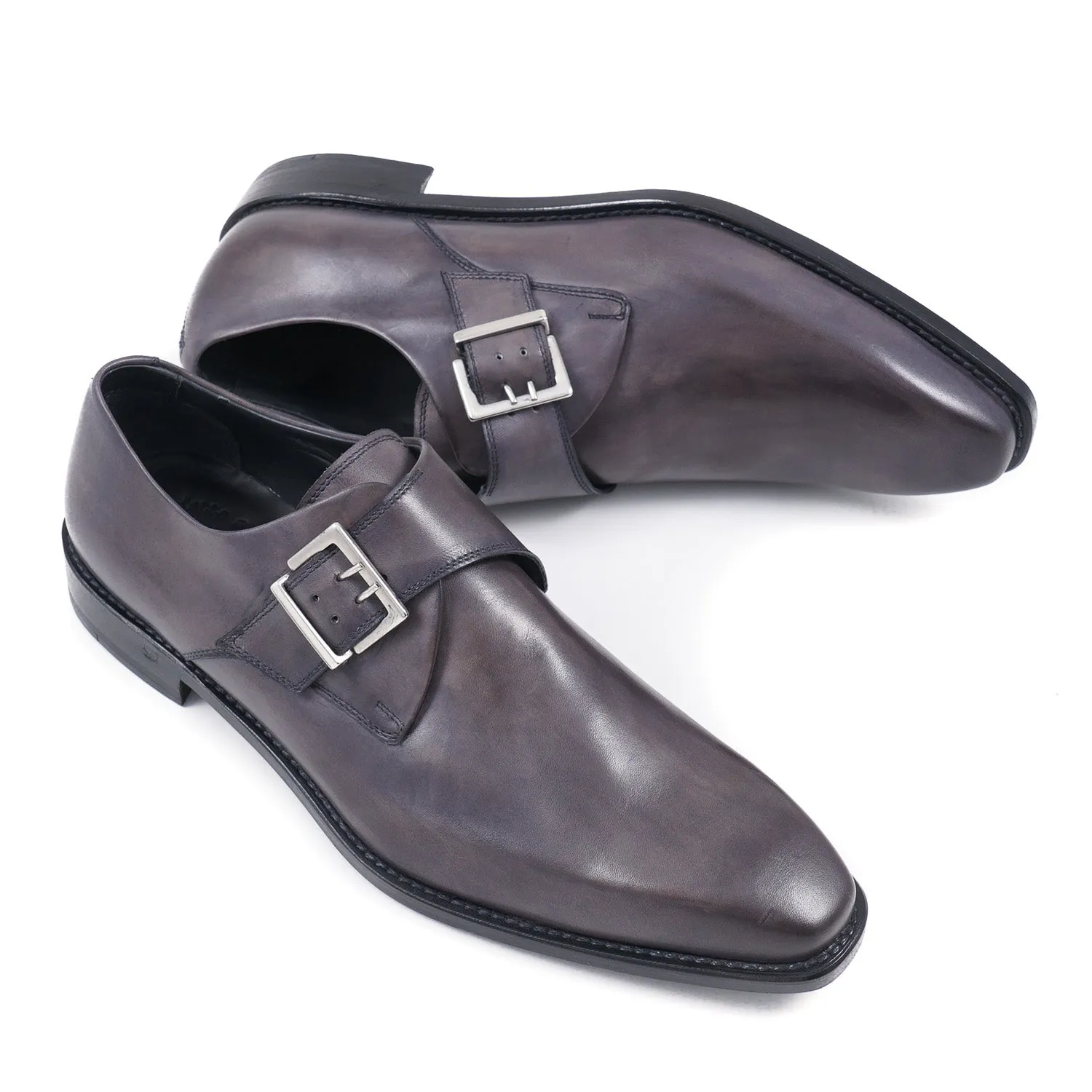 Di Mella Gray Monk Strap Shoes