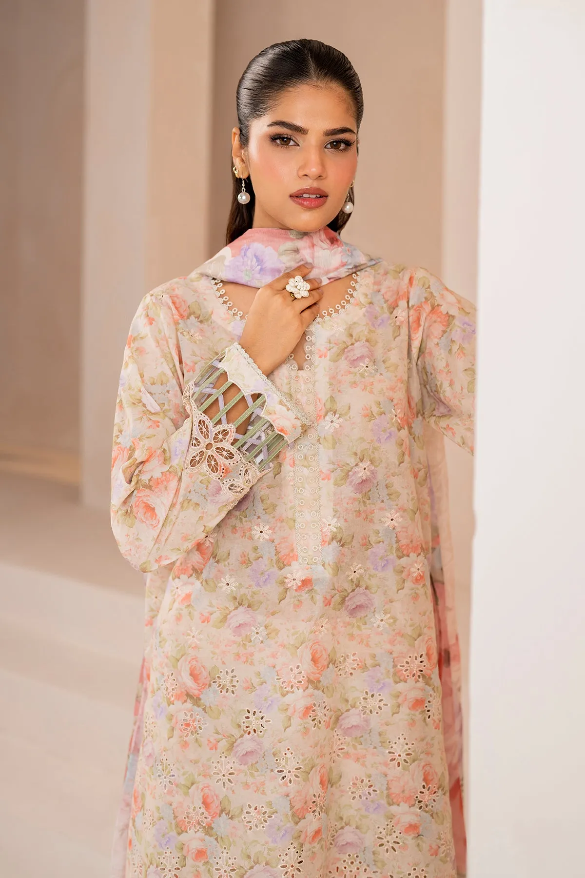 EMBROIDERED PRINTED LAWN UF-718