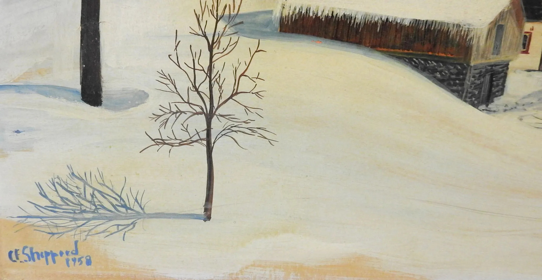 Folk Art Winter Scene Painting