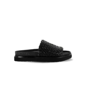 Frankie4 Greyson Black Weave Slides