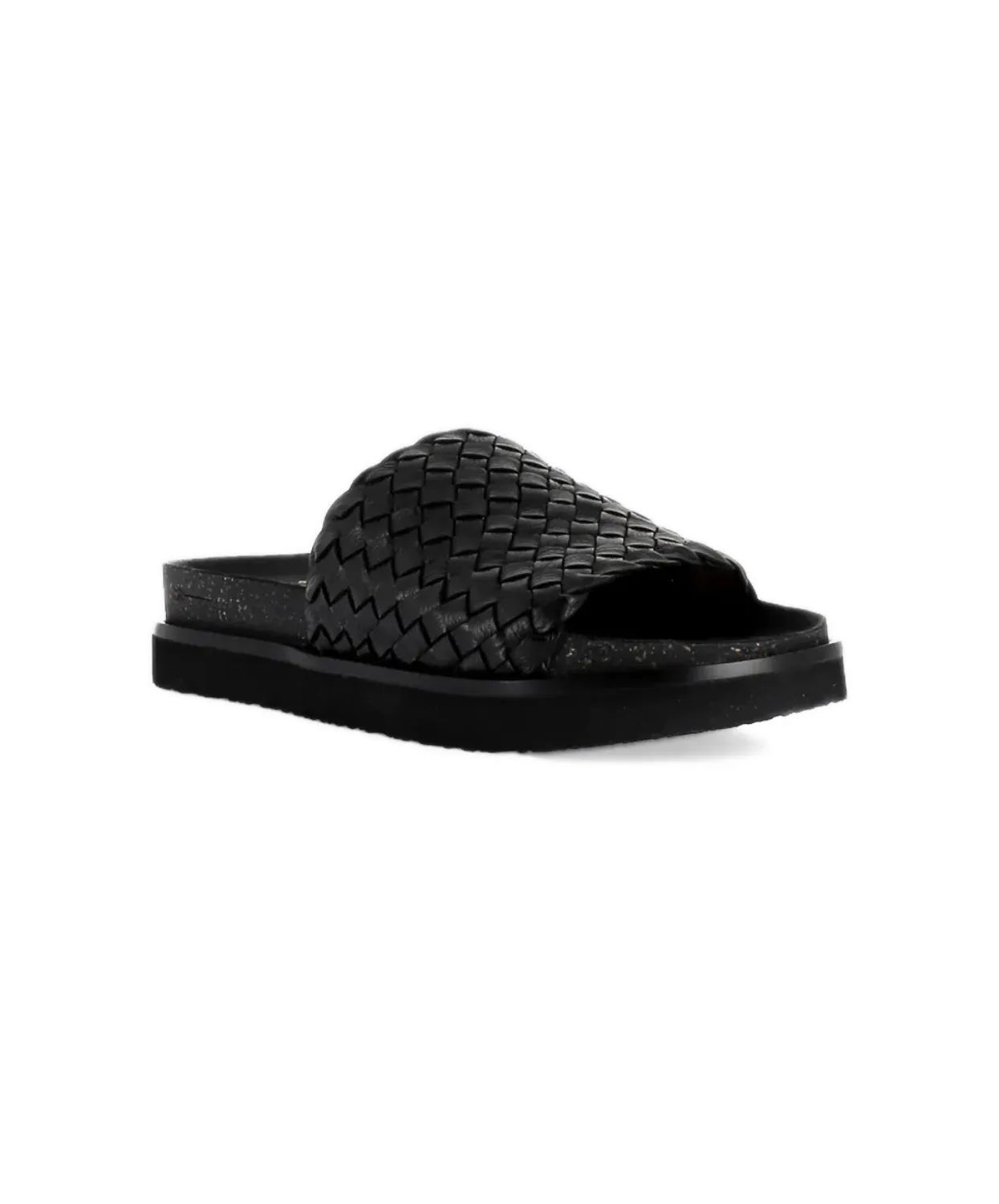 Frankie4 Greyson Black Weave Slides