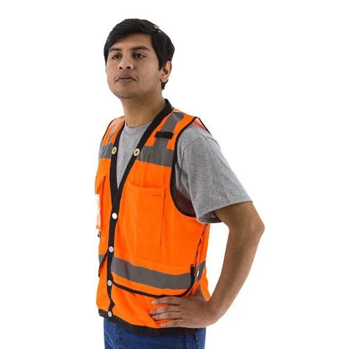 High Visibility Heavy Duty Mesh Safety Vest - Snap Close (PK 5 Vests)