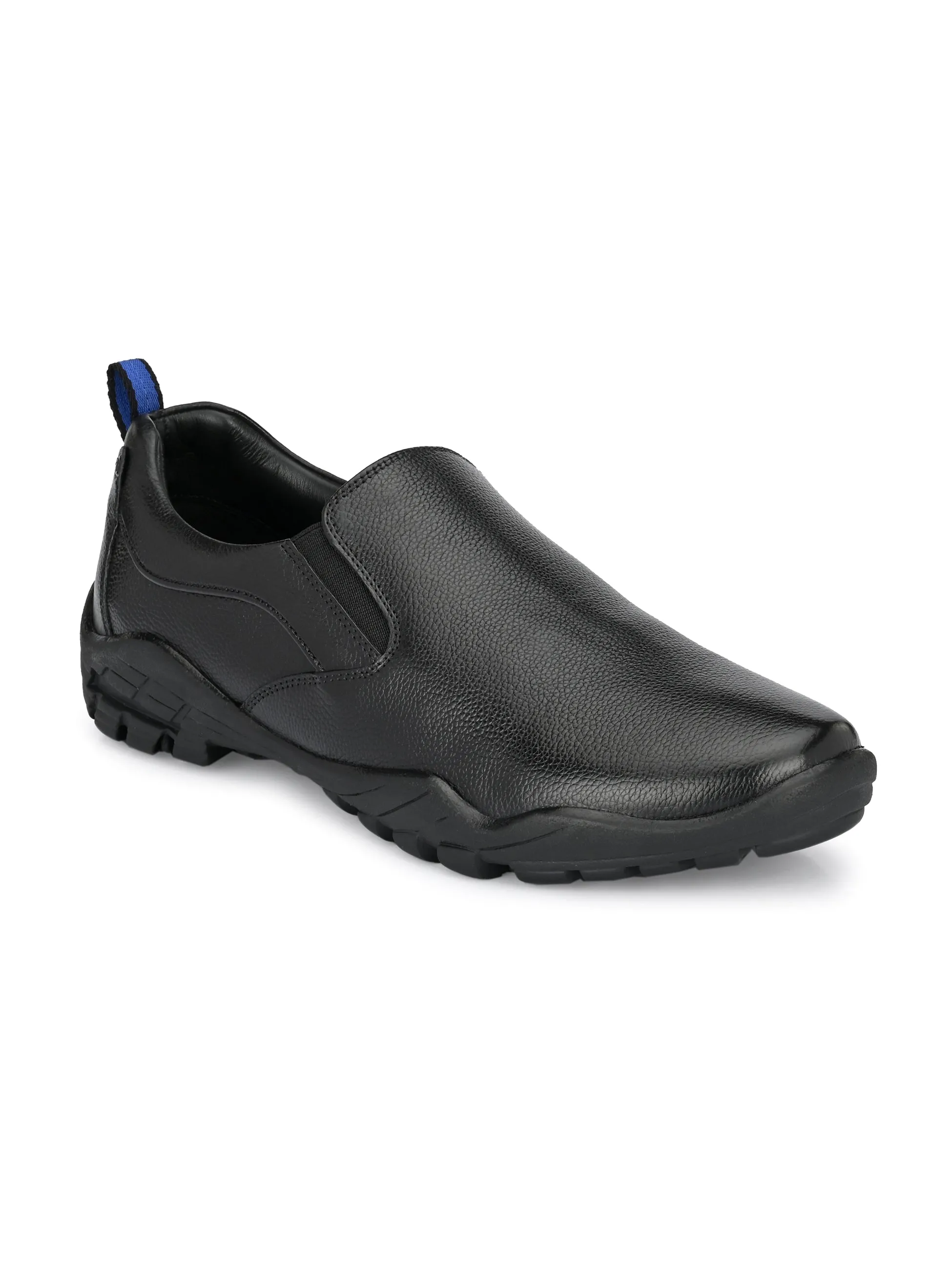 Hitz Men's Black Leather Slip-On Formal Shoes