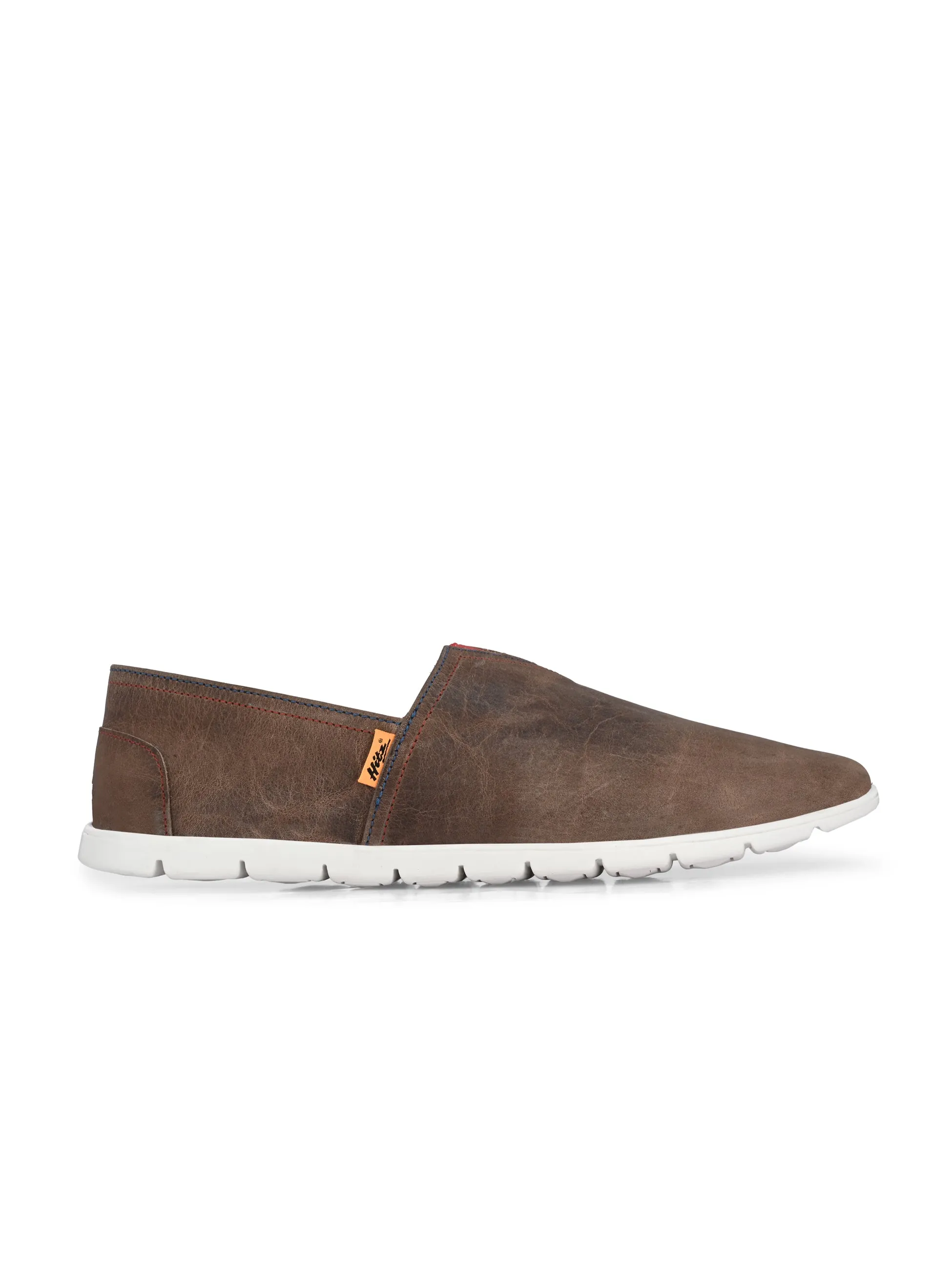 Hitz Men's Brown Leather Slip On Casual Shoes