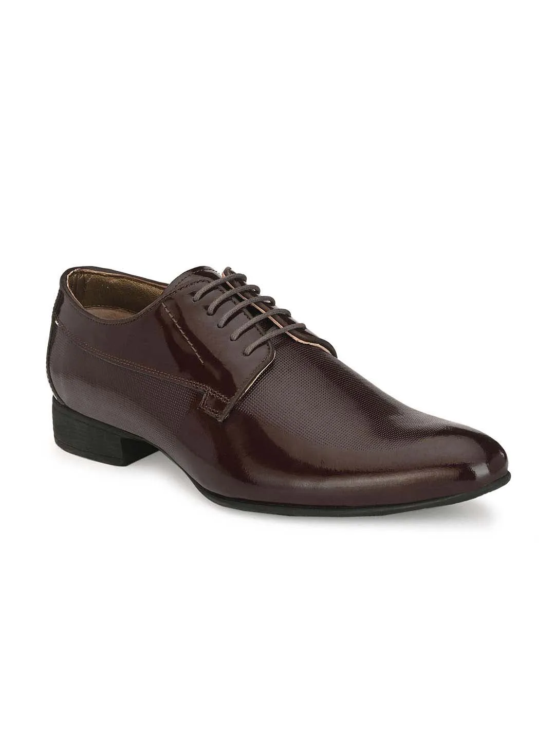 Hitz Men's Cherry Leather Lace-up Semi-Formal Shoes