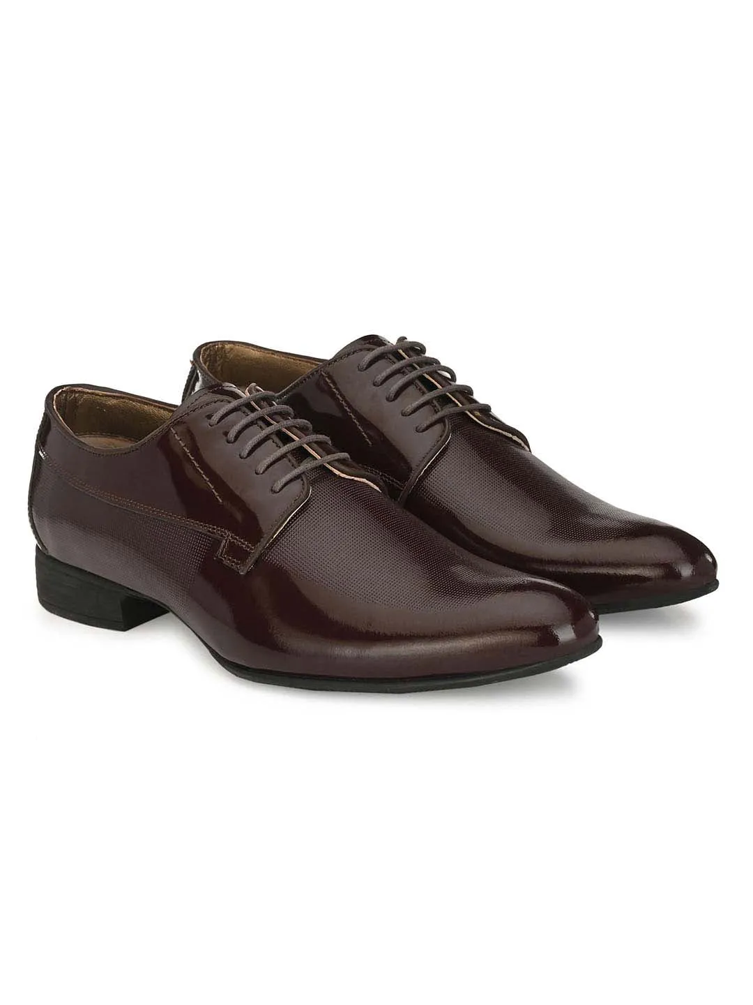 Hitz Men's Cherry Leather Lace-up Semi-Formal Shoes