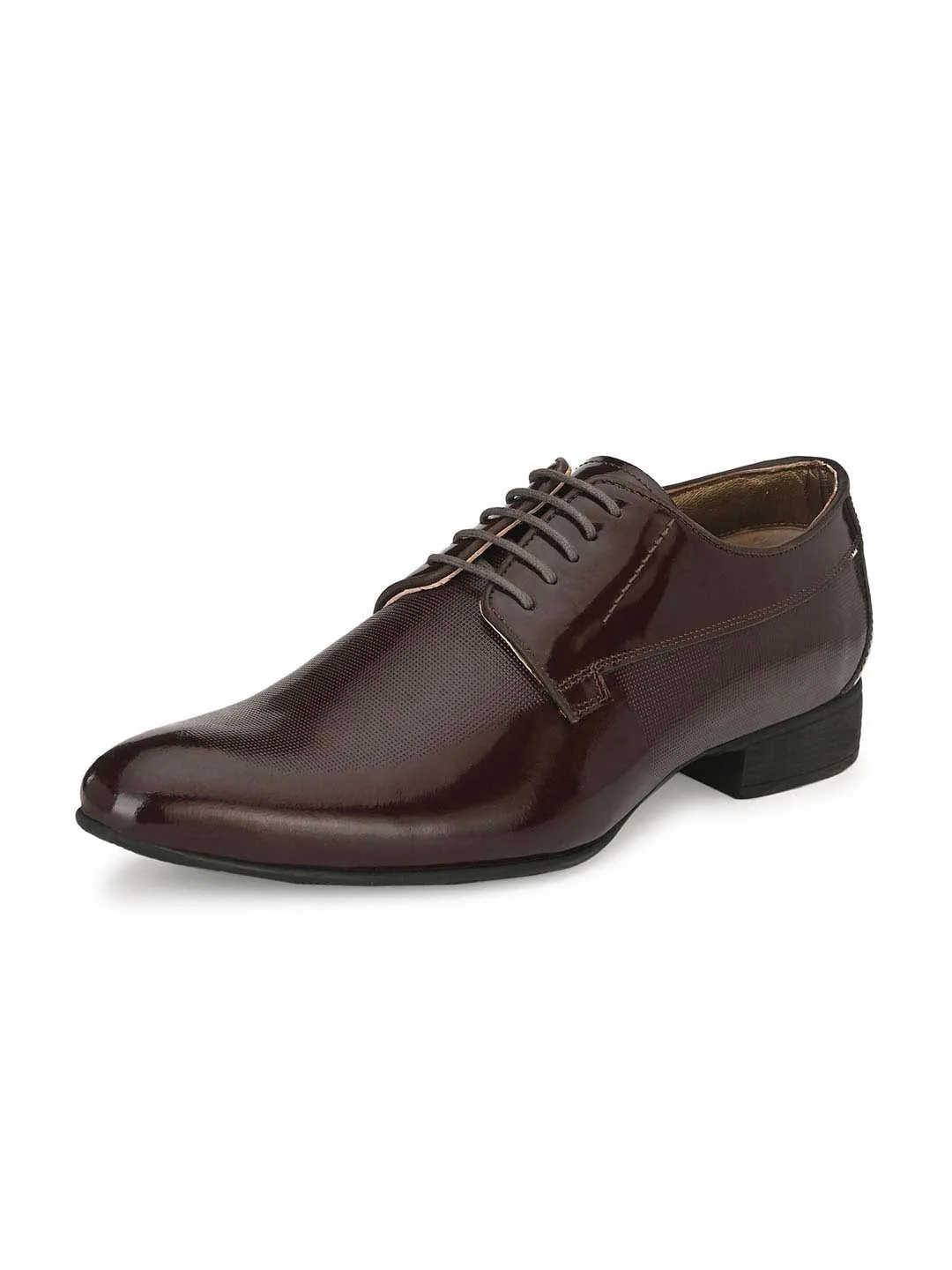 Hitz Men's Cherry Leather Lace-up Semi-Formal Shoes