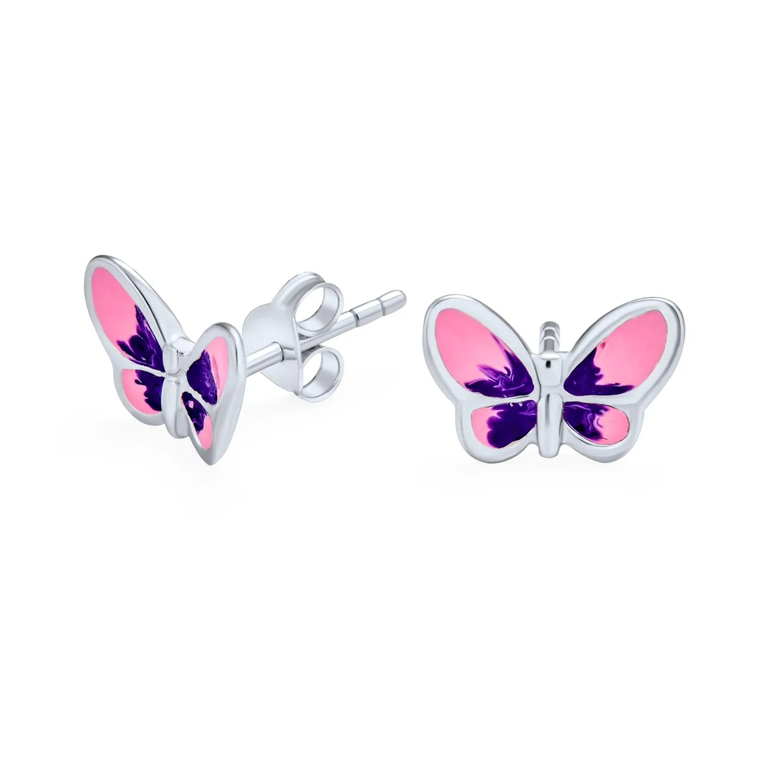 Ladybug, Pink LOVE Heart, Purple Butterfly Small Enamel Stud Earrings