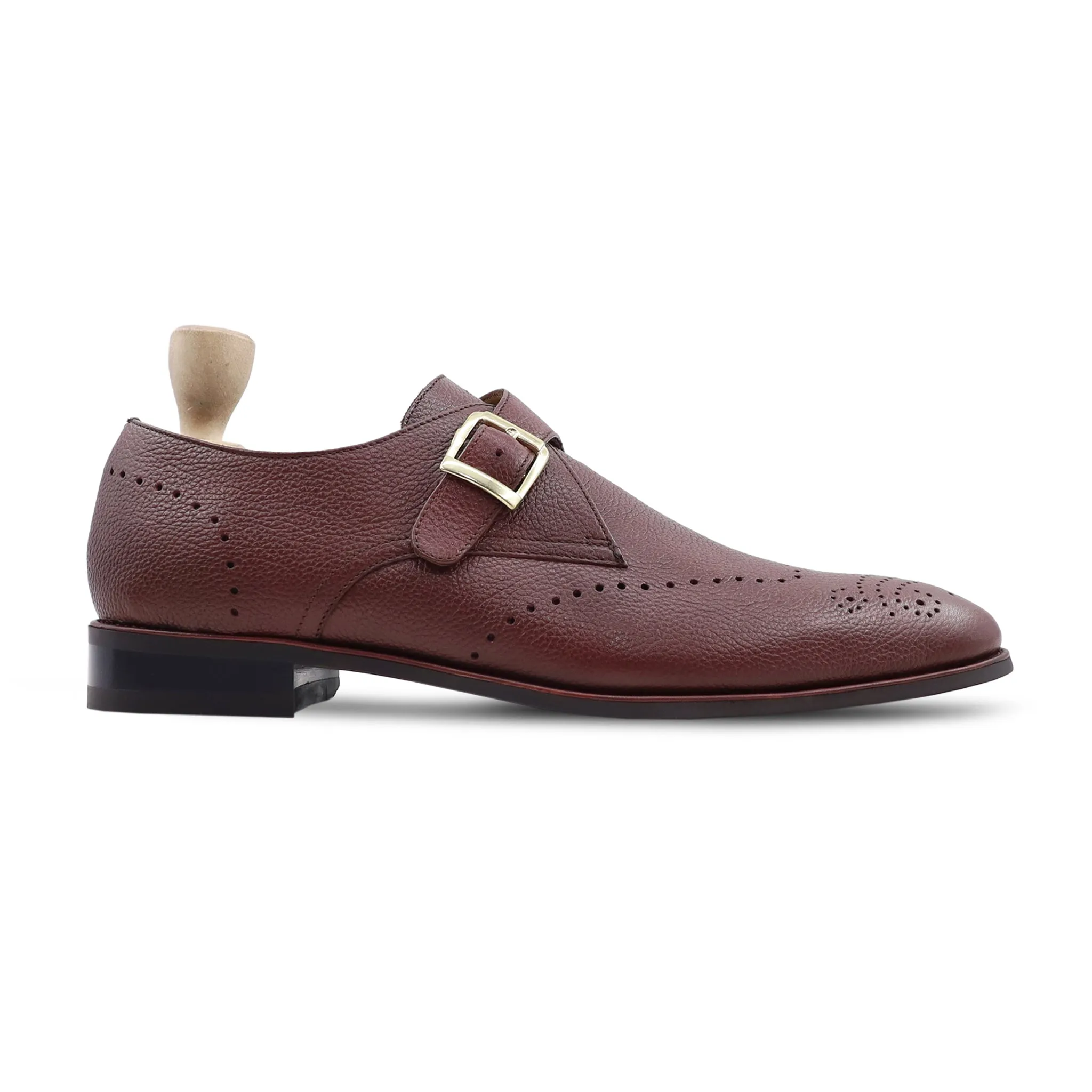 Ludza - Men's Oxblood Pebble Grain Single Monkstrap