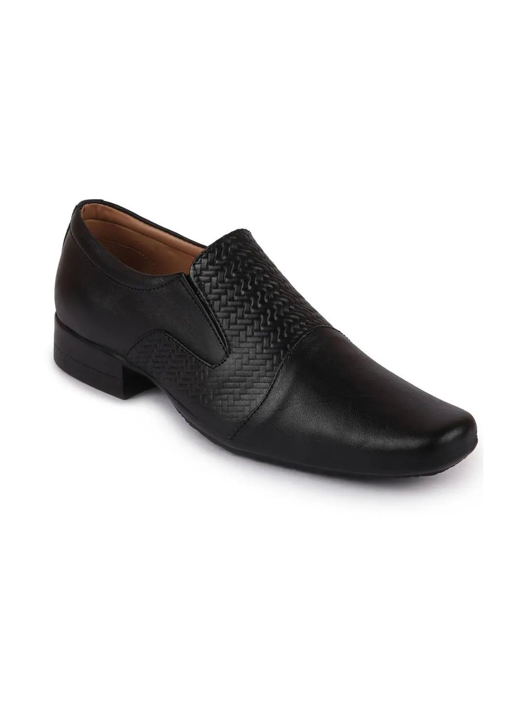 Men Black Formal Leather Slip On Shoes