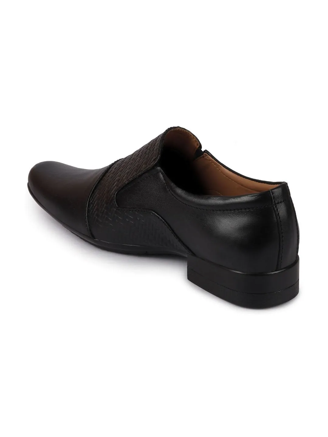 Men Black Formal Leather Slip On Shoes