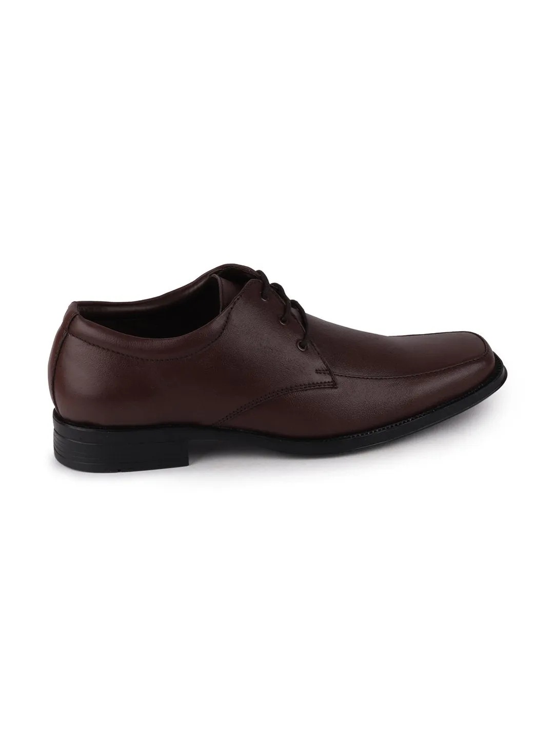 Men Brown Formal Leather Lace-Up Derby Shoes