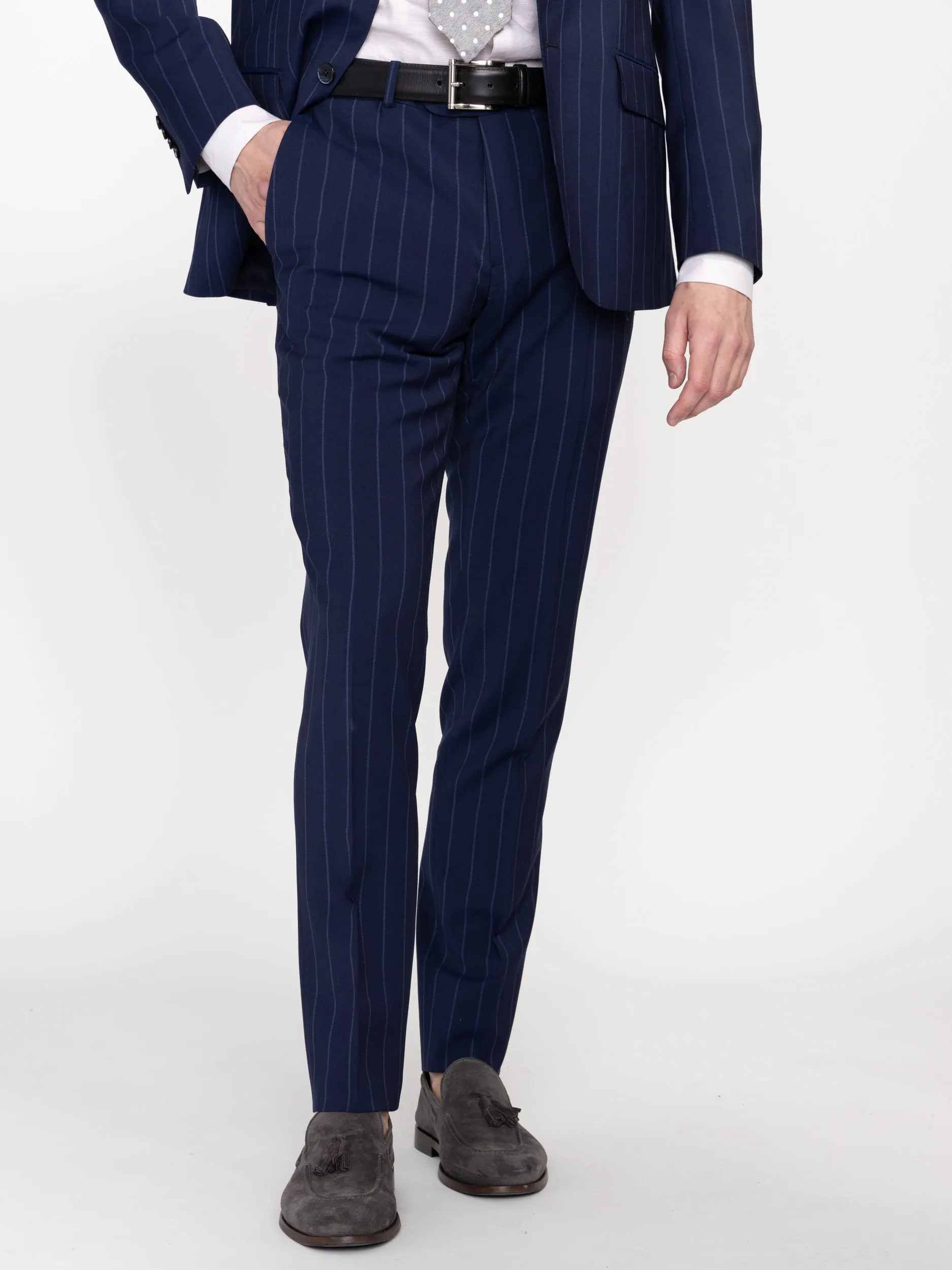 Navy Wool Striped Suit