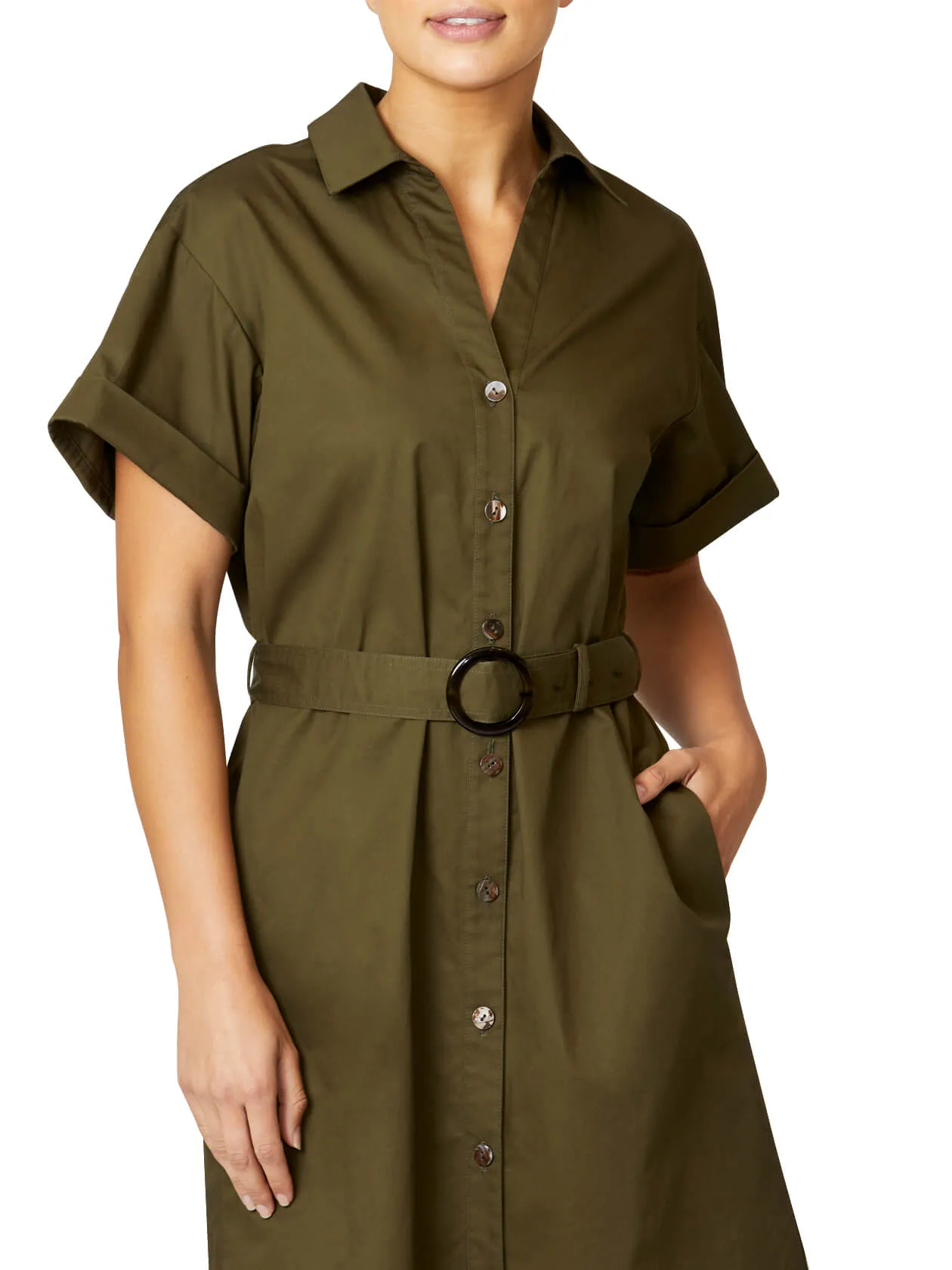 Odette Olive Shirtdress