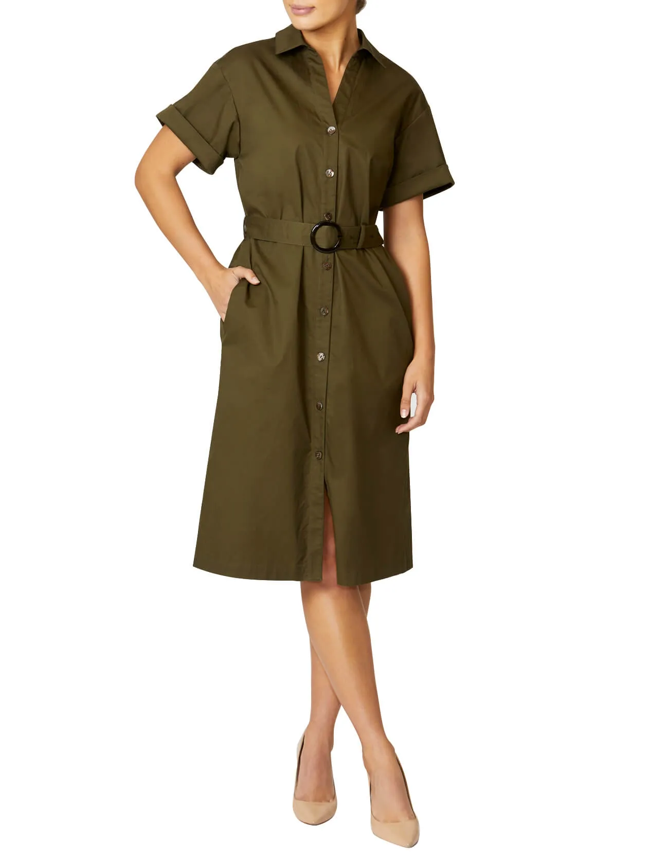 Odette Olive Shirtdress