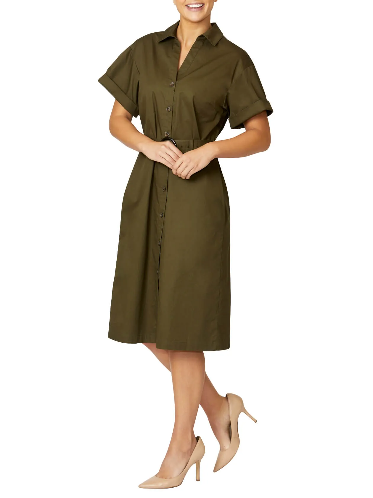 Odette Olive Shirtdress