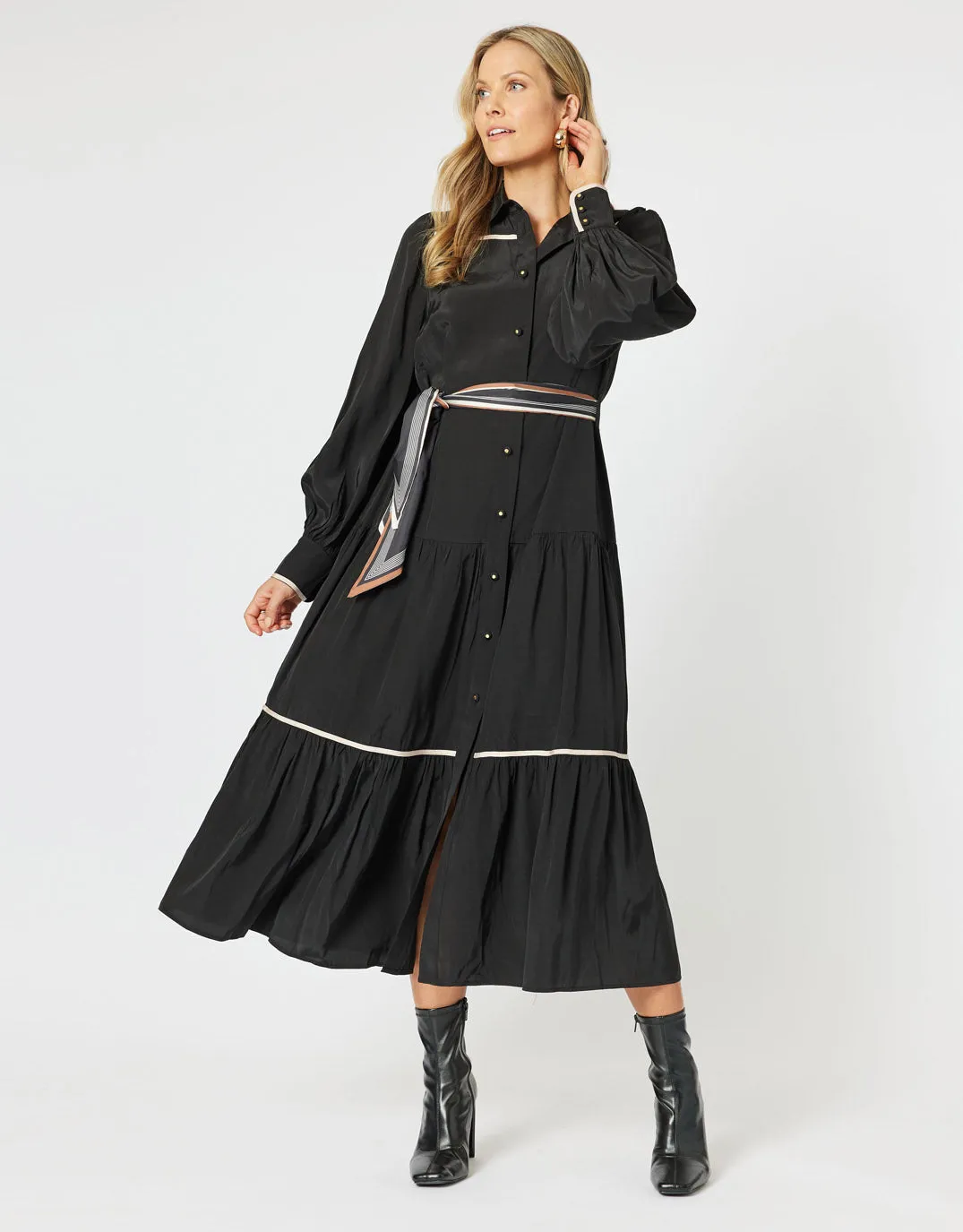 Roma Trim Dress - Black