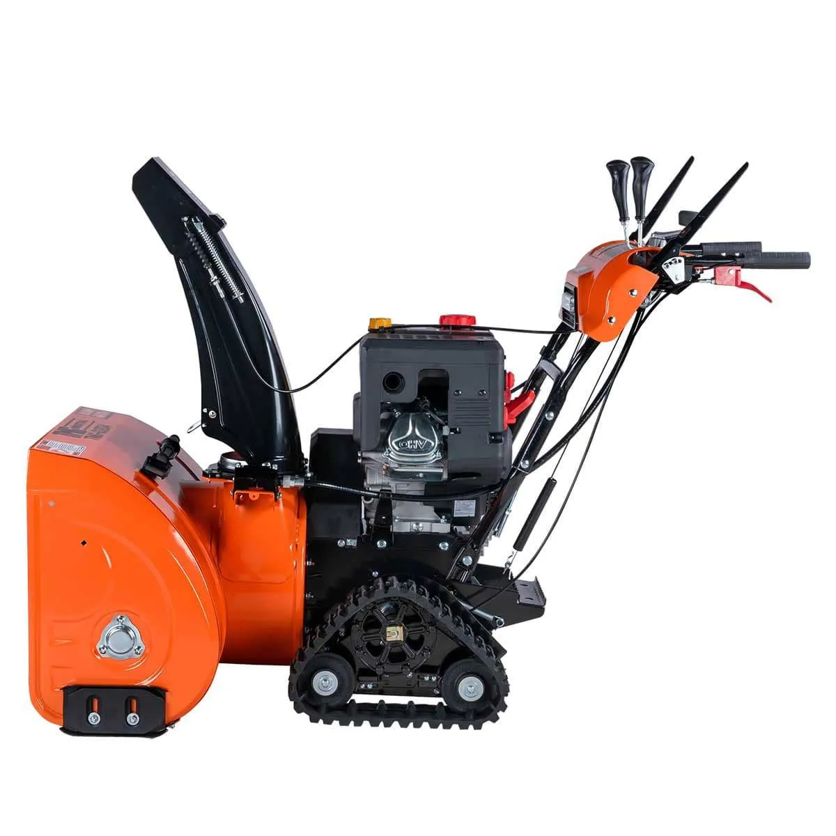 TMG Industrial 34” Self-Propelled Gas-Powered Snow Blower, Dual-Stage, Rubber Track, Heated Hand Grips, Electric Start, 21” Intake Height, LED Light, TMG-GSB34