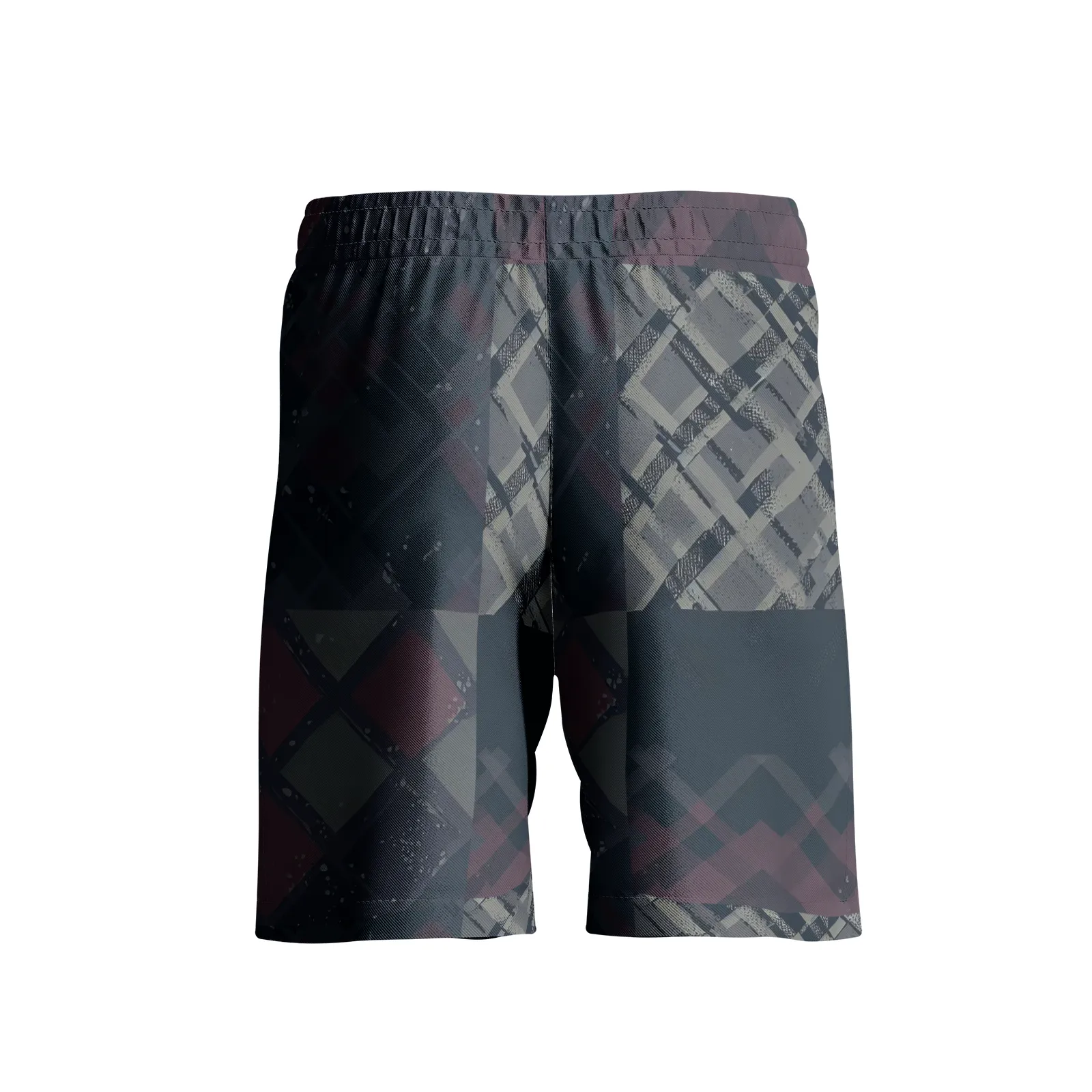 Vampire Art Grunge Patchwork Men's Beach Shorts - Grey Plaid